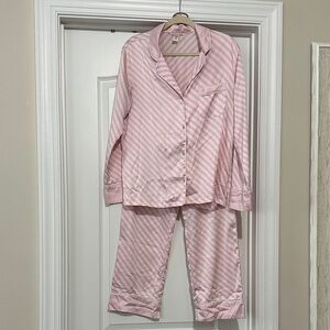 Victoria's Secret Pink and White Striped SILK Pajama Top